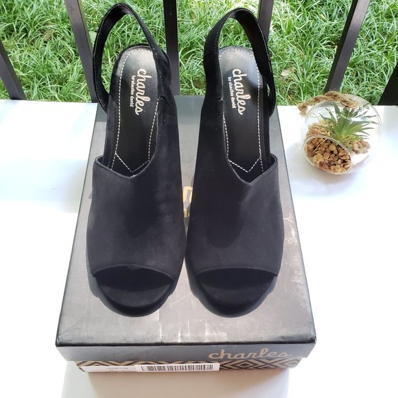 CHARLES by CHARLES DAVID Riot Pumps Slingback in Black Suede Size 6.5 Brand New - Picture 4 of 7